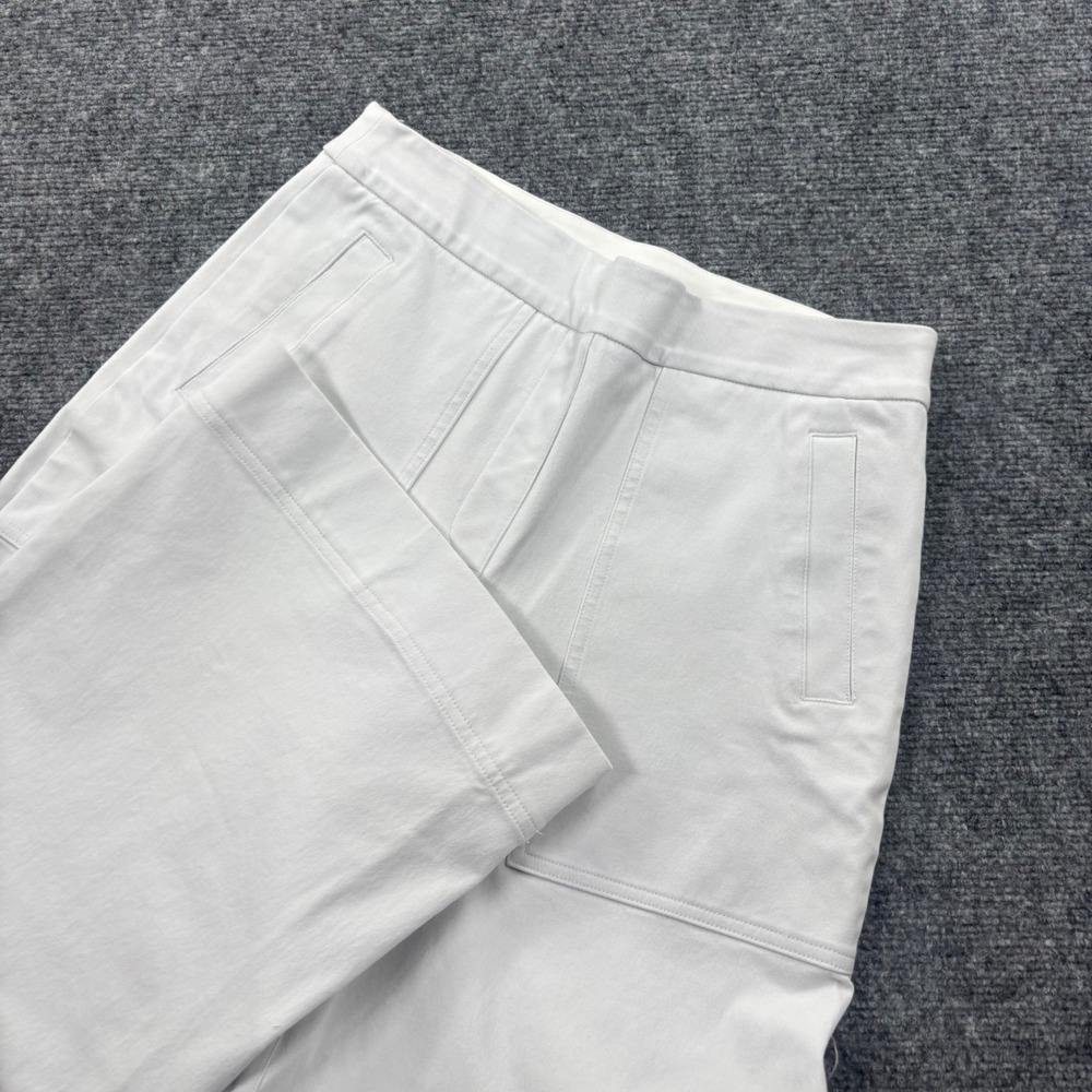 Spanx Cropped Wide Leg Pants Medium White Stretch Twill Pull On Trousers Womens